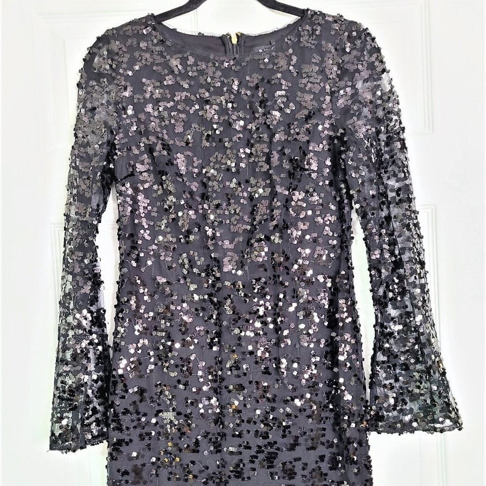 DKNY Women's Black Long Sleeve Sequined Dress